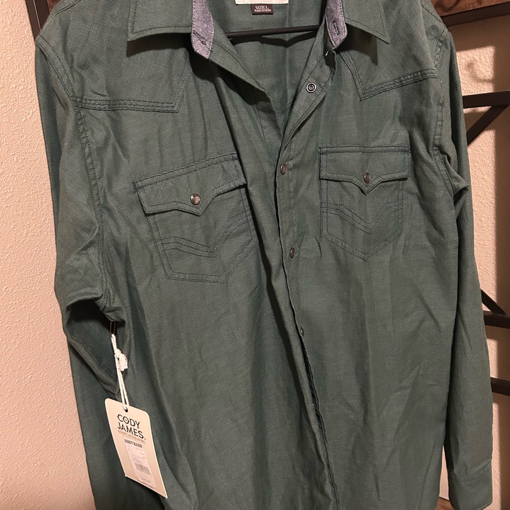 Cody James Men's Green Casual Button Down Shirt